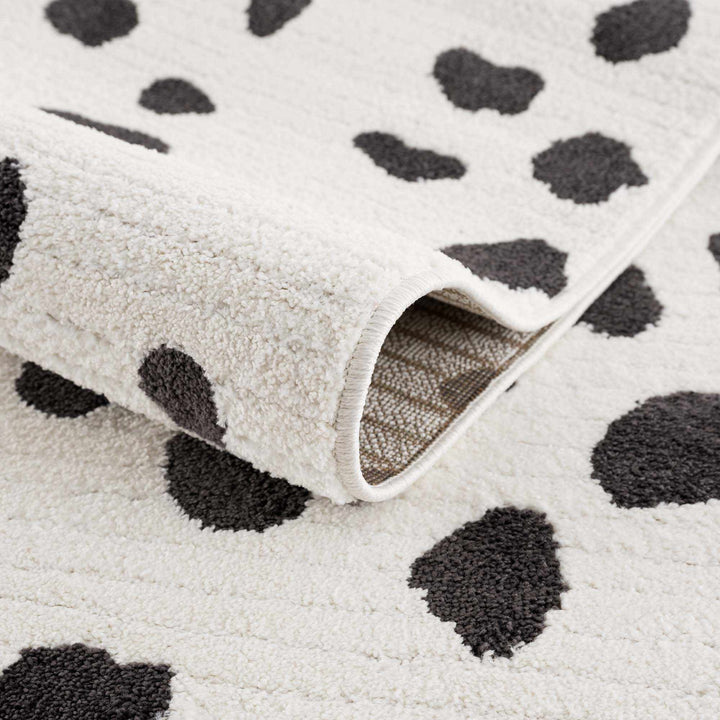 Chaia Dotted Modern Ivory and Charcoal Stripes Texture area rug - The Rug Decor