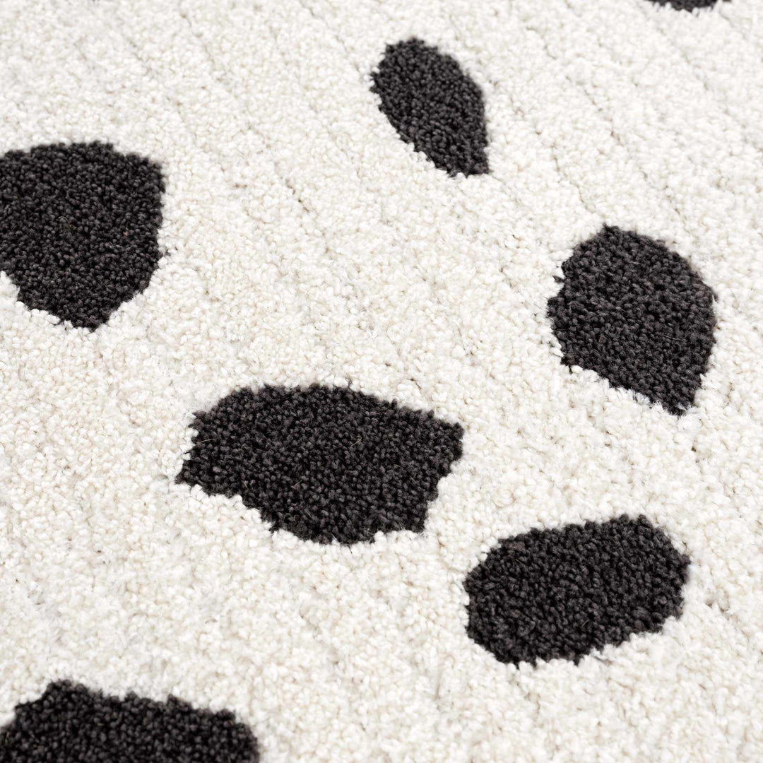 Chaia Dotted Modern Ivory and Charcoal Stripes Texture area rug - The Rug Decor