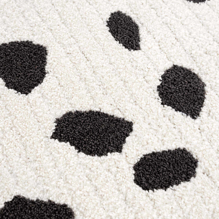Chaia Dotted Modern Ivory and Charcoal Stripes Texture area rug - The Rug Decor