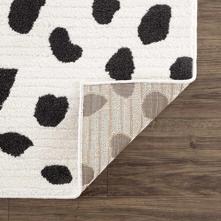 Chaia Dotted Modern Ivory and Charcoal Stripes Texture area rug - The Rug Decor
