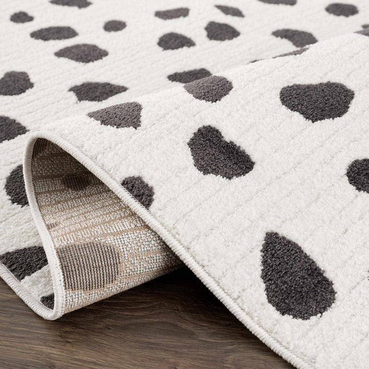 Chaia Dotted Modern Ivory and Charcoal Stripes Texture area rug - The Rug Decor