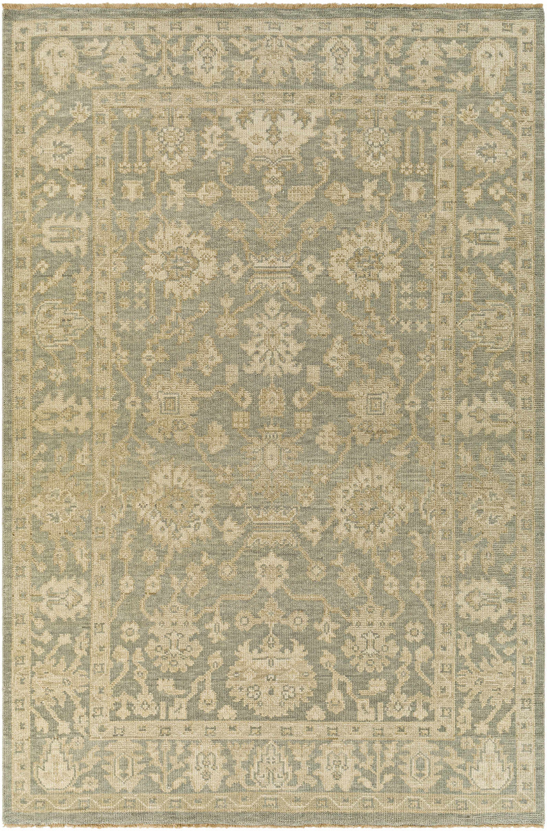 Chalgrove Traditional Floral Design Beige And Gray Hand Knotted Area Rug