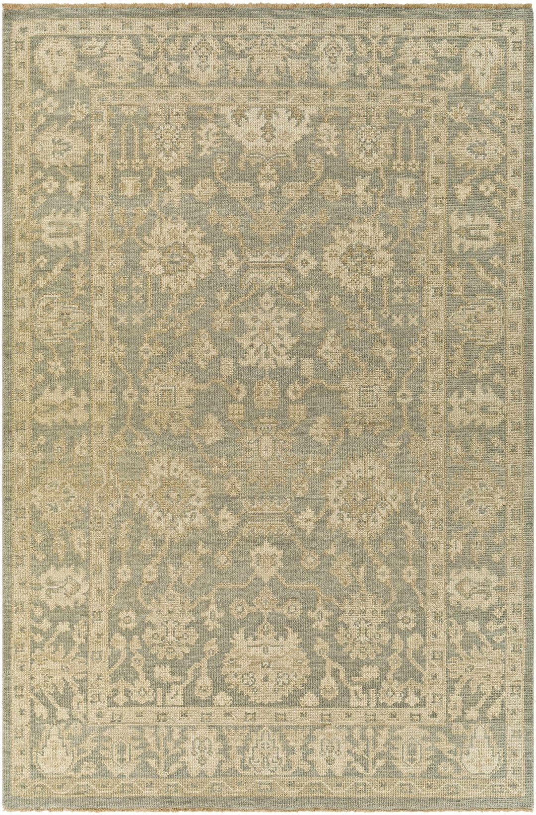 Chalgrove Traditional Floral Design Beige And Gray Hand Knotted Area Rug - The Rug Decor