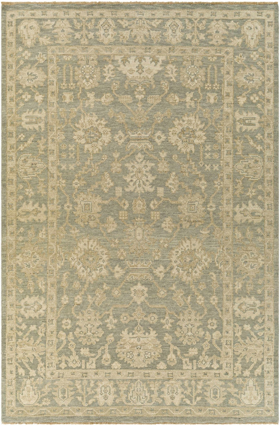 Chalgrove Traditional Floral Design Beige And Gray Hand Knotted Area Rug - The Rug Decor
