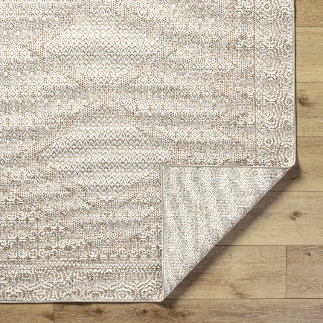 Chaman Traditional Design Ivory And Tan Machine Woven Rug - The Rug Decor