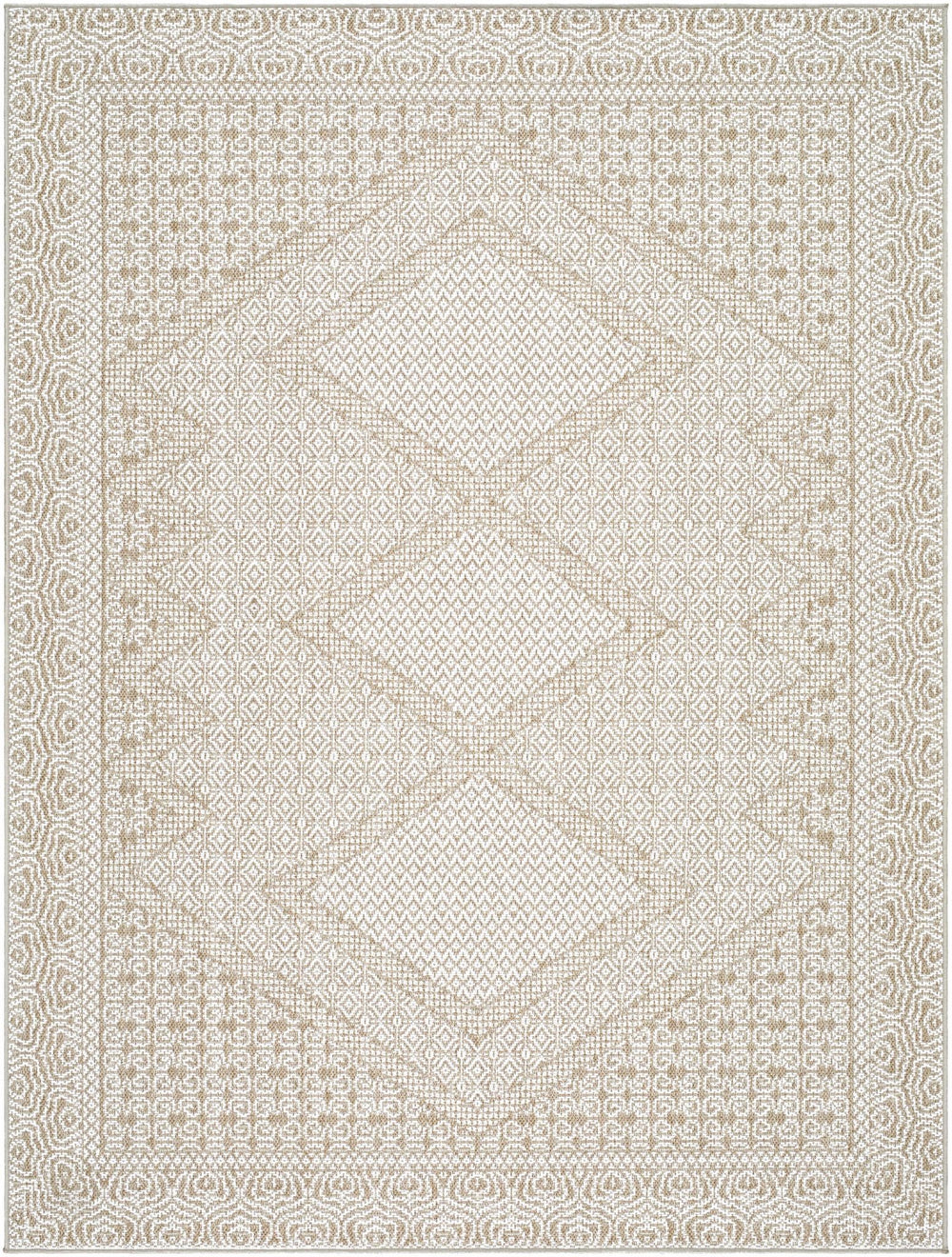 Chaman Traditional Design Ivory And Tan Machine Woven Rug - The Rug Decor