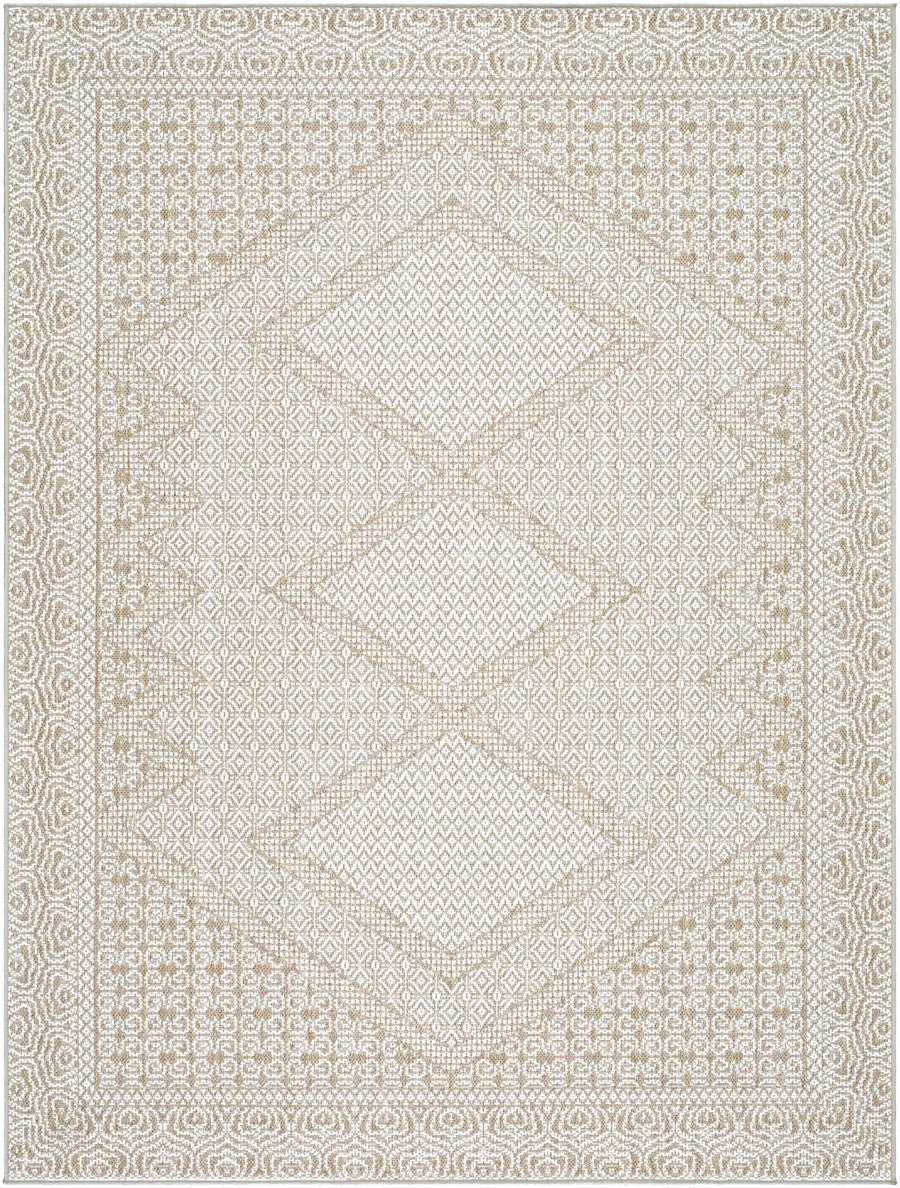 Chaman Traditional Design Ivory And Tan Machine Woven Rug - The Rug Decor