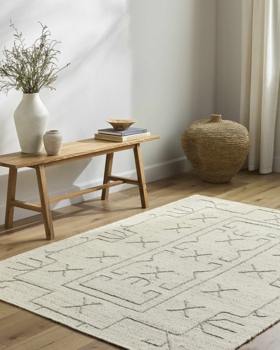 Chanda Contemporary Design Beige Hand Woven Wool Rug - The Rug Decor