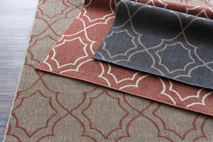 Charcoal and Beige Traditional Geometrical Pattern Rug - The Rug Decor