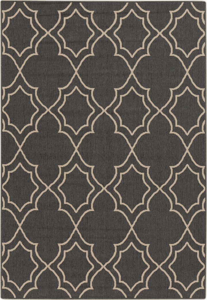 Charcoal and Beige Traditional Geometrical Pattern Rug - The Rug Decor