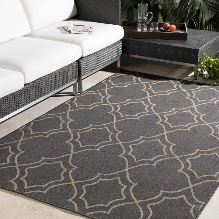 Charcoal and Beige Traditional Geometrical Pattern Rug - The Rug Decor