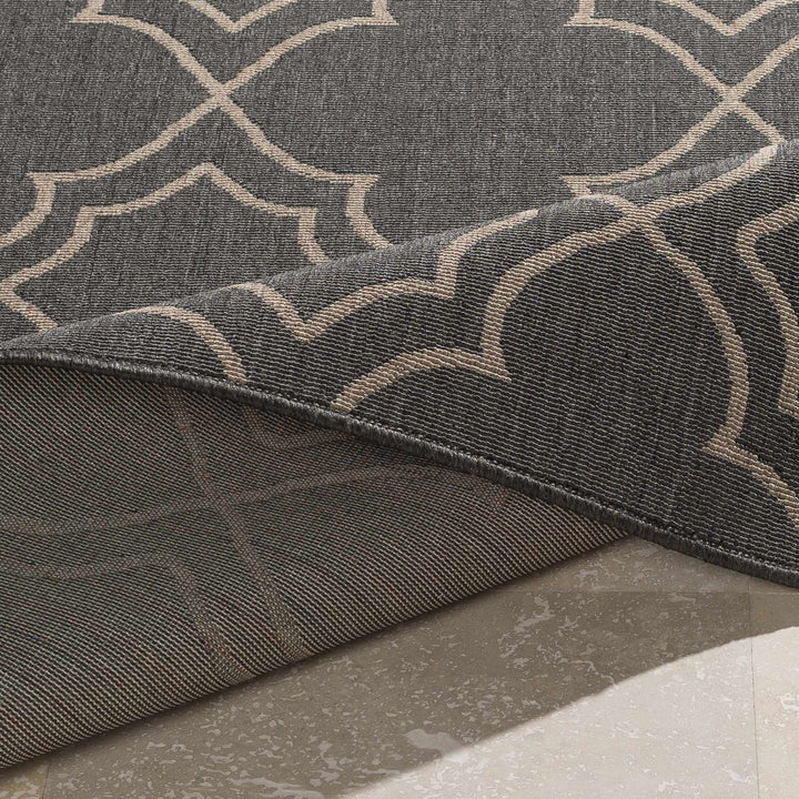 Charcoal and Beige Traditional Geometrical Pattern Rug - The Rug Decor
