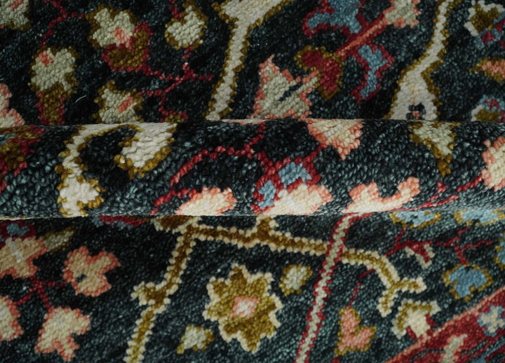 Charcoal and Blue Hand Knotted Oushak Multi Size Wool Area Rug - The Rug Decor