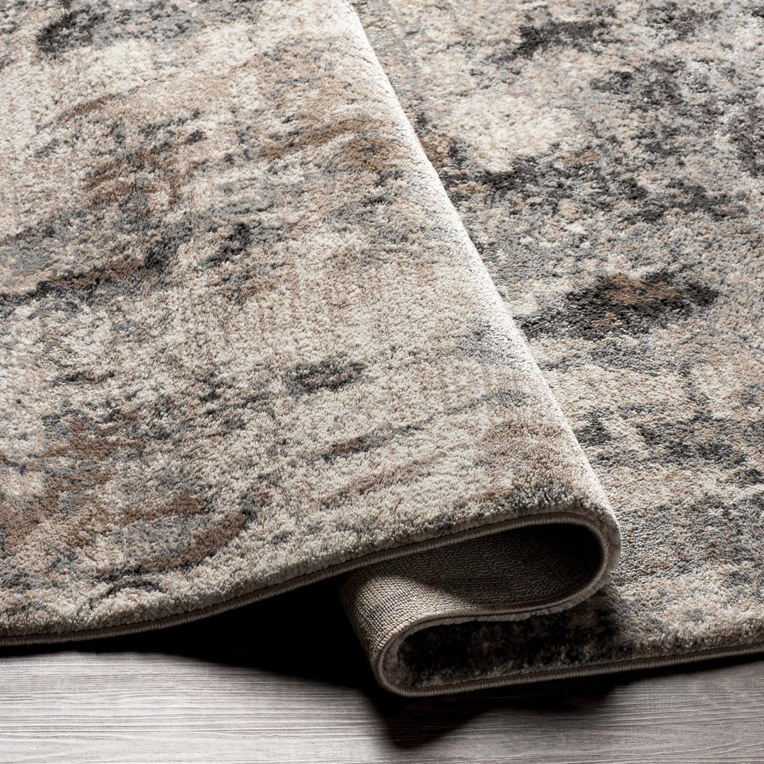 Charcoal And Cream Contemporary Style Machine Woven Area Rug - The Rug Decor