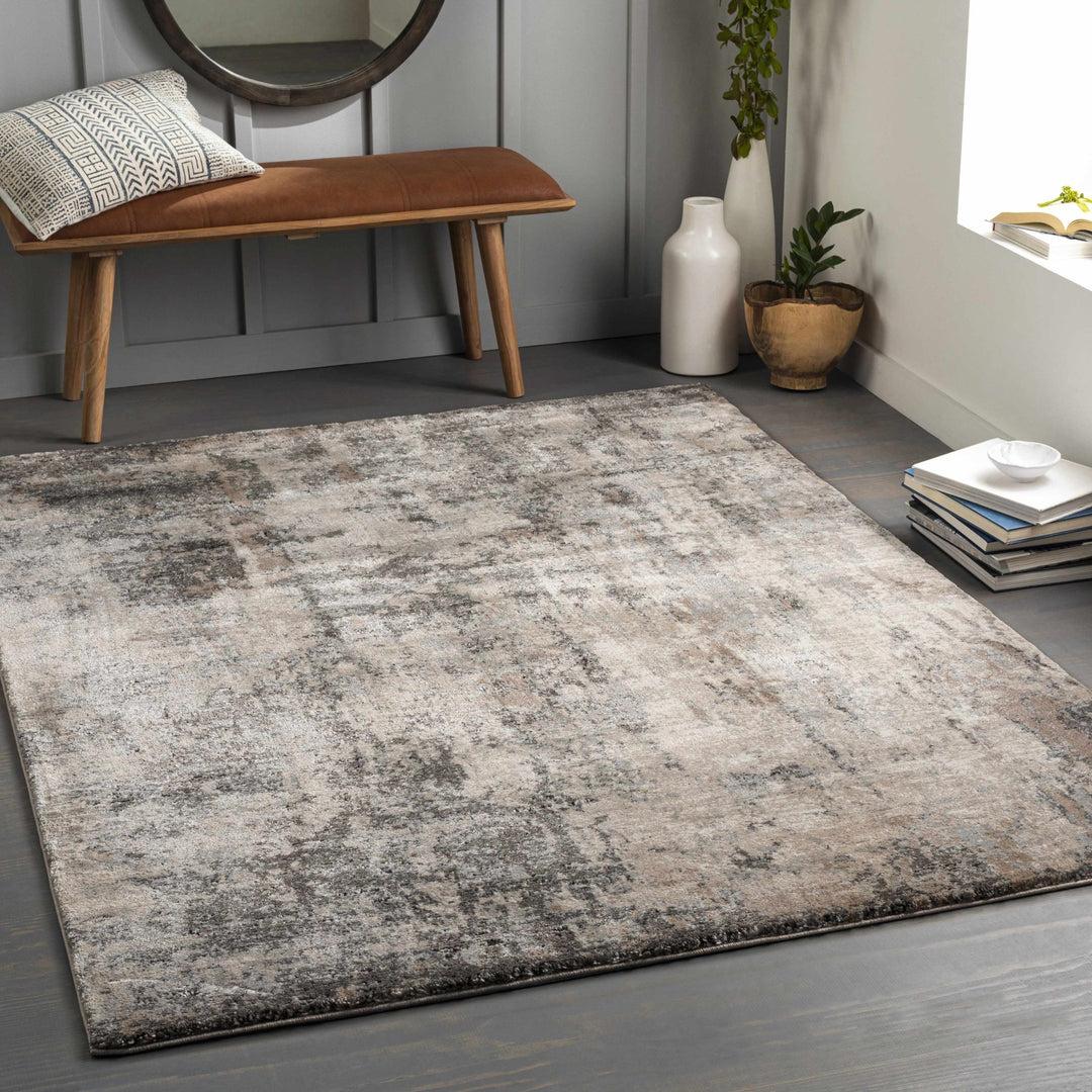 Charcoal And Cream Contemporary Style Machine Woven Area Rug - The Rug Decor