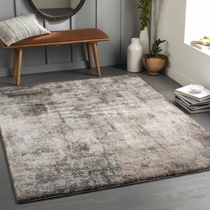 Charcoal And Cream Contemporary Style Machine Woven Area Rug - The Rug Decor