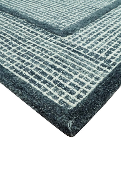 Charcoal and Ivory Modern Geometrical 5x7.6 Hand Tufted wool area rug - The Rug Decor