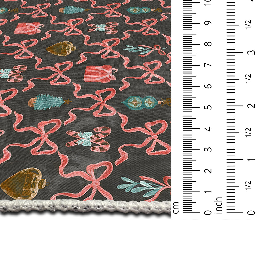Charcoal And Pink Christmas Cotton Machine Washable Area Rug - The Rug Decor