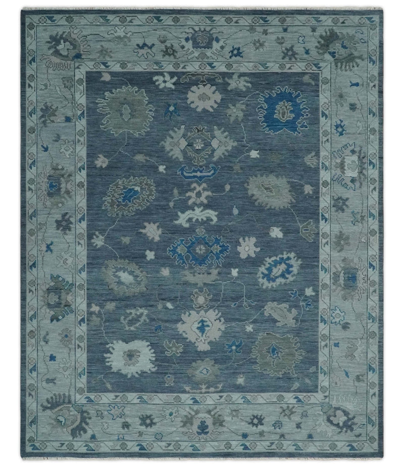 Charcoal and Silver Hand knotted Traditional Oushak Custom Made wool Area Rug - The Rug Decor