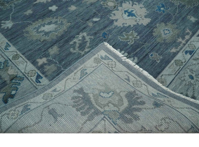 Charcoal and Silver Hand knotted Traditional Oushak Custom Made wool Area Rug - The Rug Decor