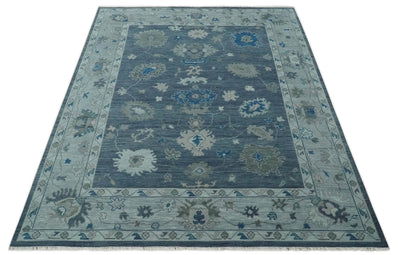 Charcoal and Silver Hand knotted Traditional Oushak Custom Made wool Area Rug - The Rug Decor