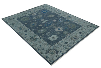 Charcoal and Silver Hand knotted Traditional Oushak Custom Made wool Area Rug - The Rug Decor