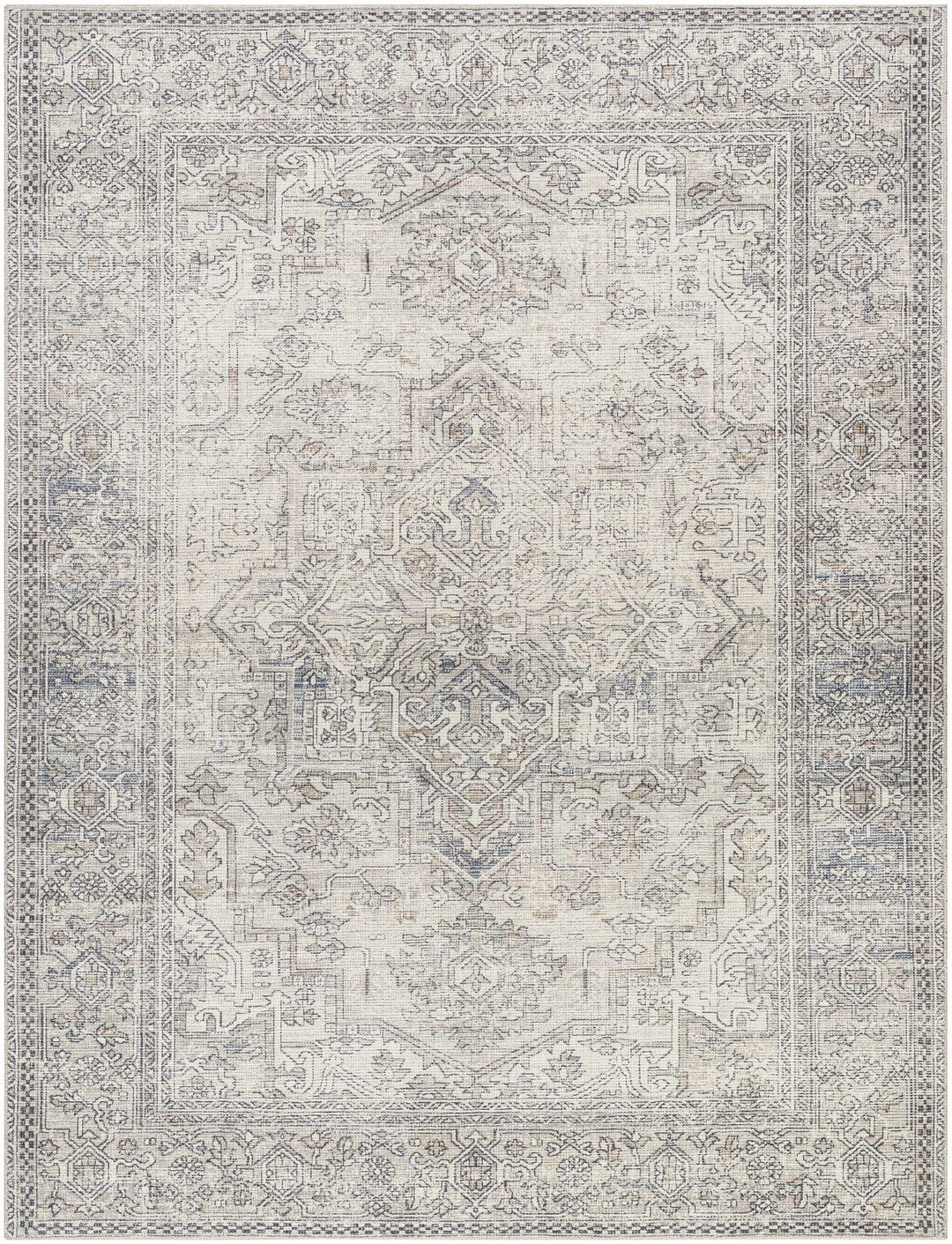 Charcoal And White Traditional Style Area Rug - The Rug Decor