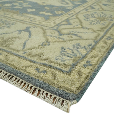 Charcoal, Beige and Olive 6x9 Hand Knotted Traditional Oriental Oushak wool rug - The Rug Decor