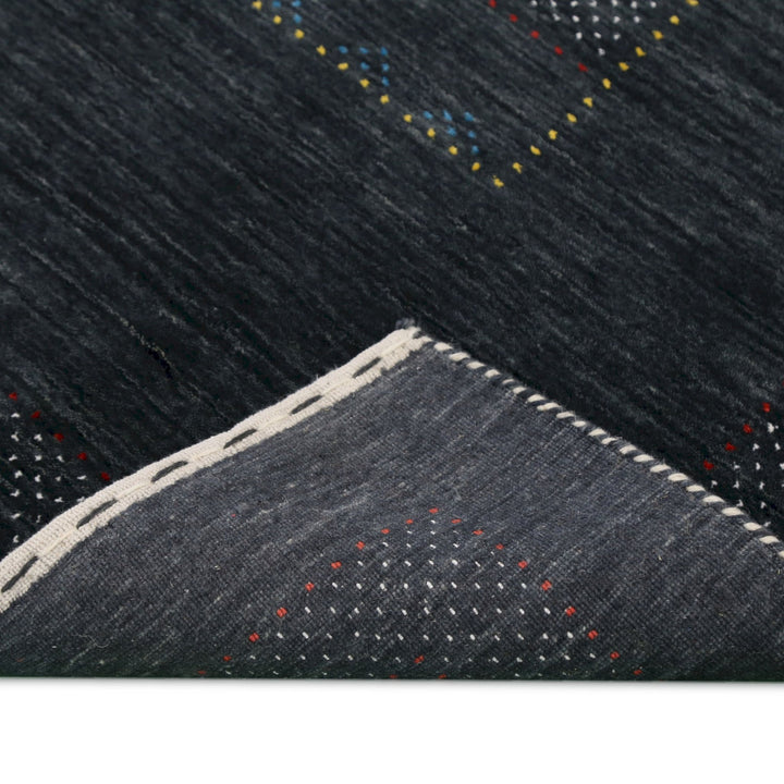 Charcoal Center Pattern Hand Loomed Wool Area Rug - The Rug Decor