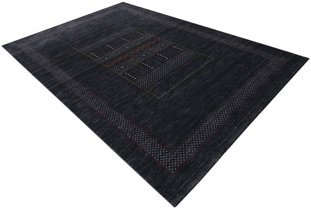 Charcoal Center Pattern Hand Loomed Wool Area Rug - The Rug Decor