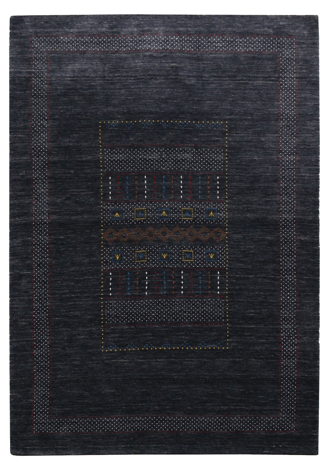 Charcoal Center Pattern Hand Loomed Wool Area Rug - The Rug Decor