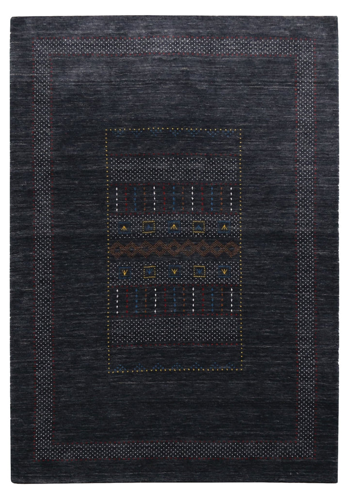 Charcoal Center Pattern Hand Loomed Wool Area Rug - The Rug Decor