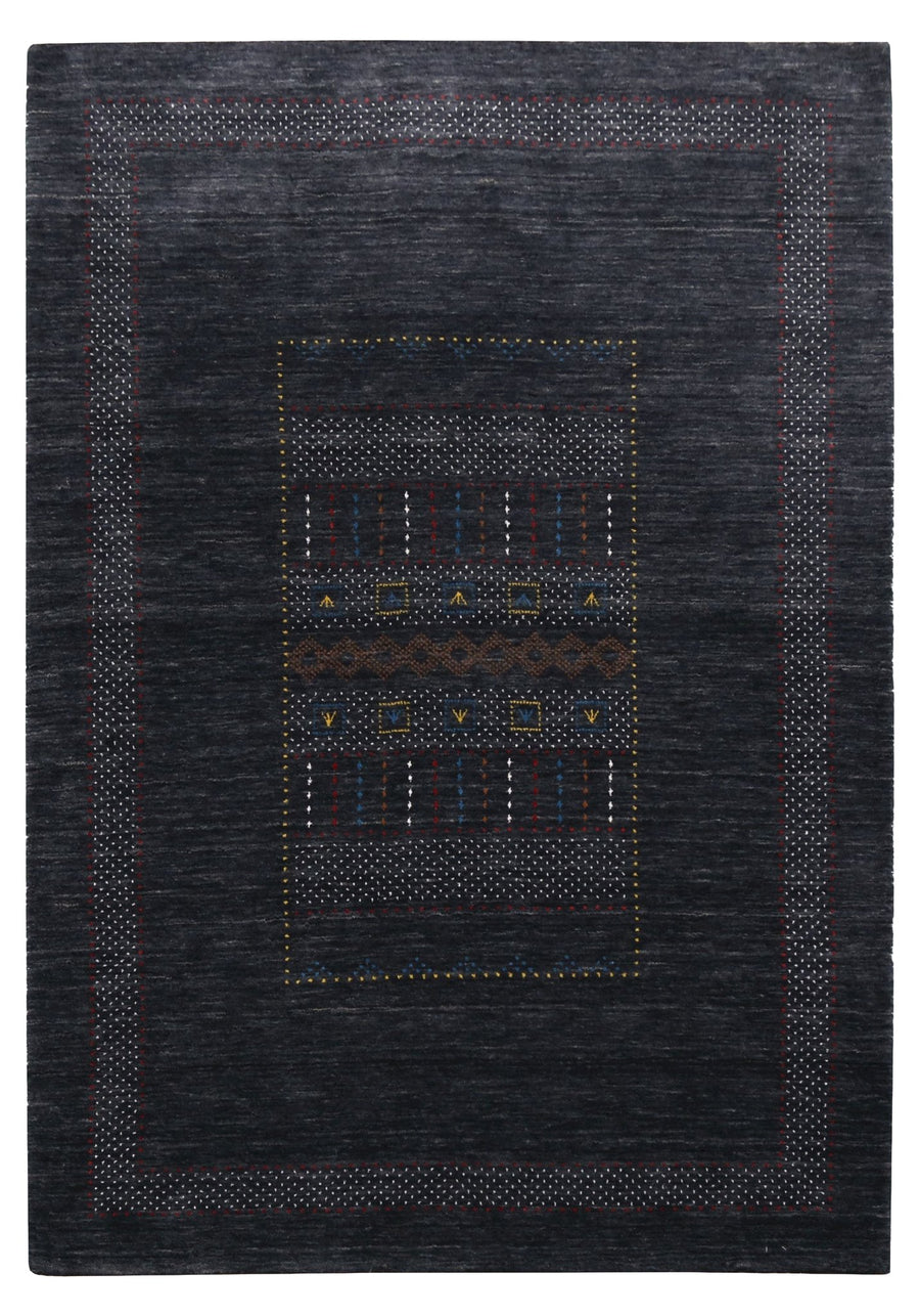Charcoal Center Pattern Hand Loomed Wool Area Rug - The Rug Decor