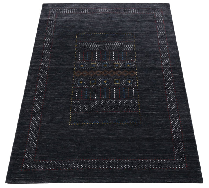 Charcoal Center Pattern Hand Loomed Wool Area Rug - The Rug Decor