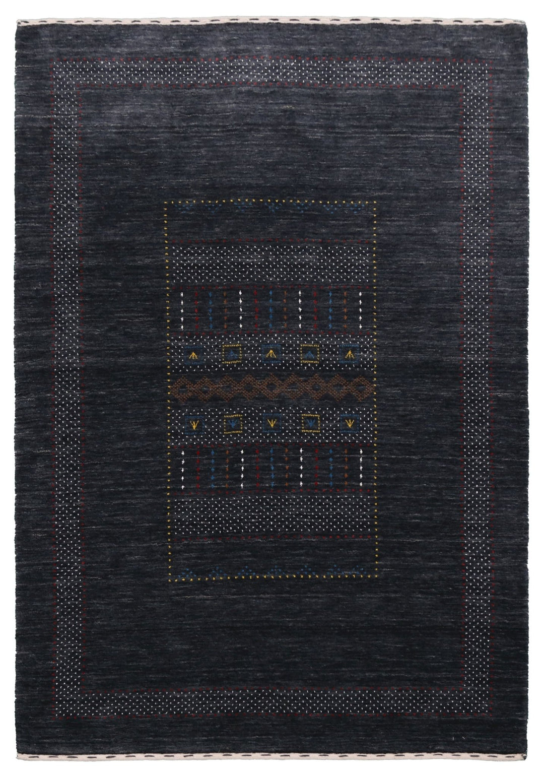 Charcoal Center Pattern Hand Loomed Wool Area Rug - The Rug Decor