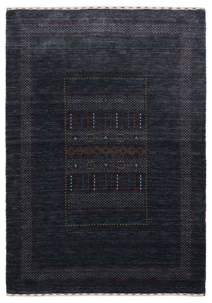 Charcoal Center Pattern Hand Loomed Wool Area Rug - The Rug Decor