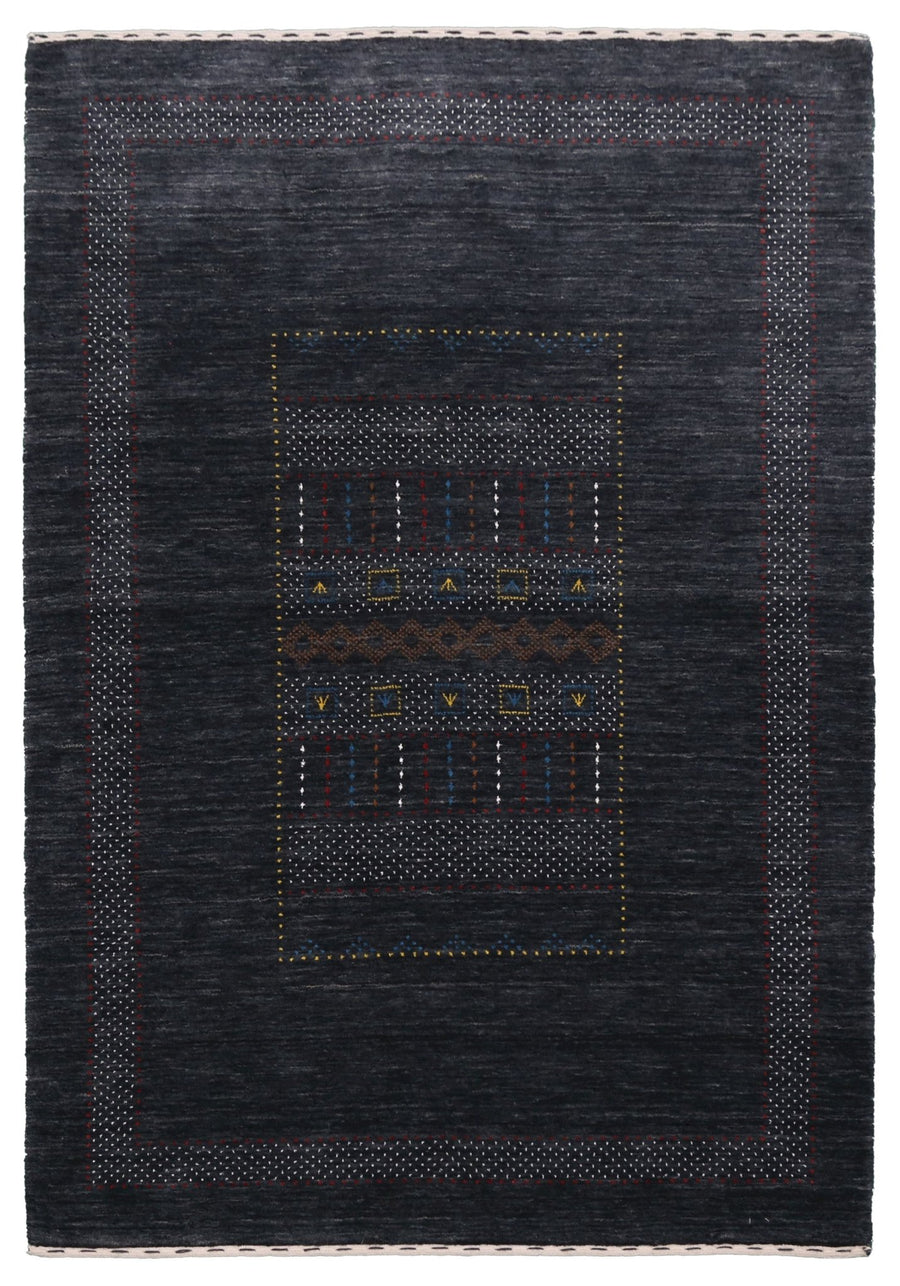 Charcoal Center Pattern Hand Loomed Wool Area Rug - The Rug Decor