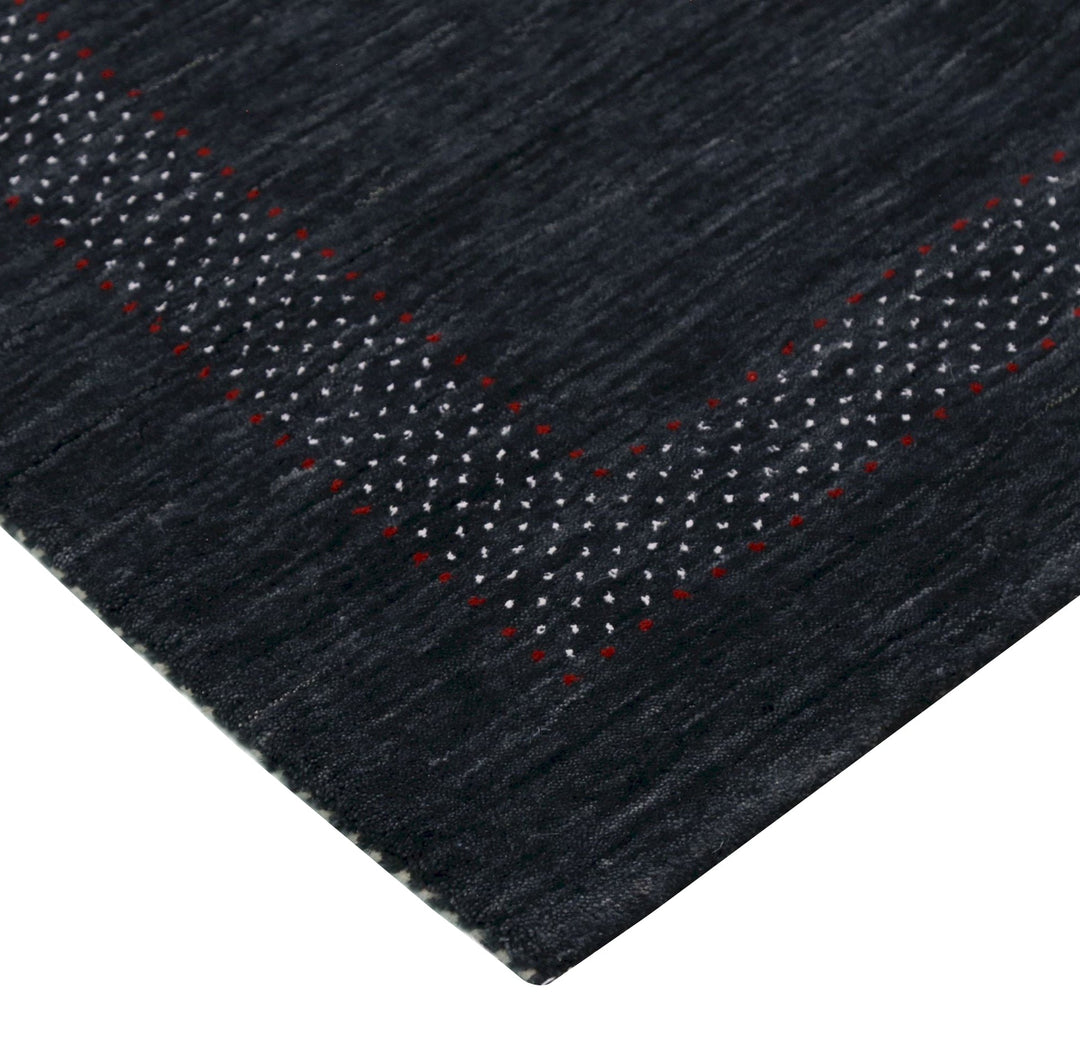 Charcoal Center Pattern Hand Loomed Wool Area Rug - The Rug Decor