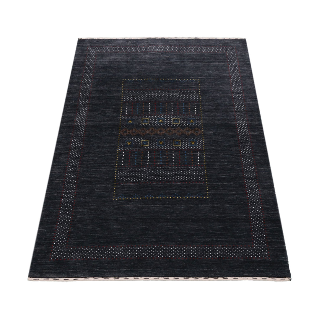 Charcoal Center Pattern Hand Loomed Wool Area Rug - The Rug Decor
