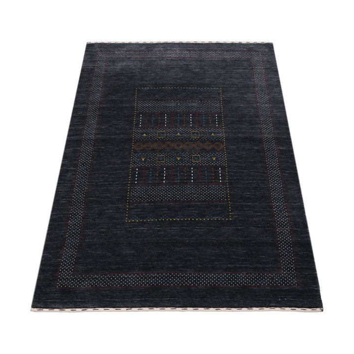 Charcoal Center Pattern Hand Loomed Wool Area Rug - The Rug Decor
