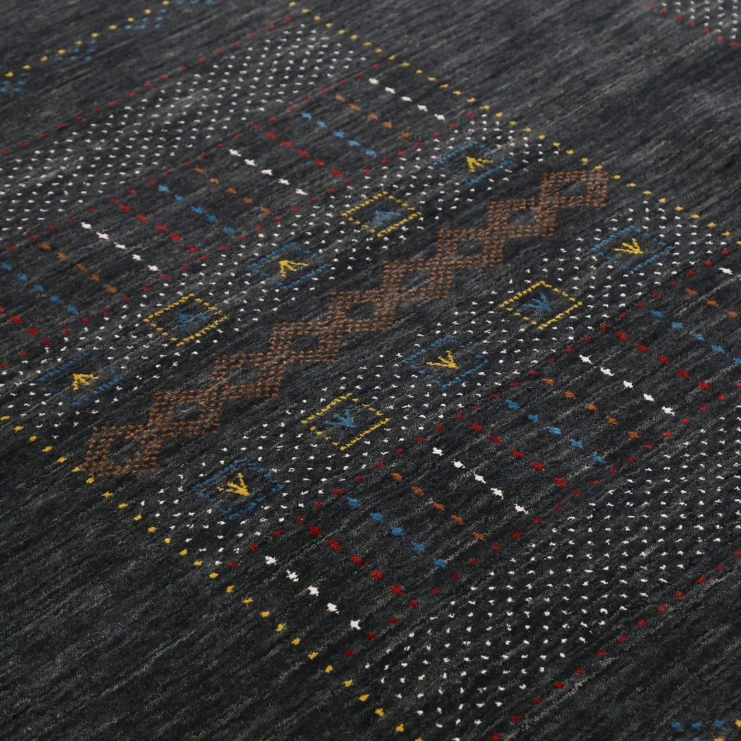 Charcoal Center Pattern Hand Loomed Wool Area Rug - The Rug Decor