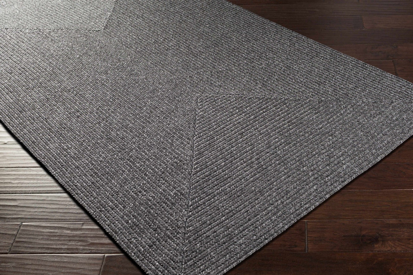Charcoal Chevron Design Jute Braided Outdoor safe area Rug - The Rug Decor