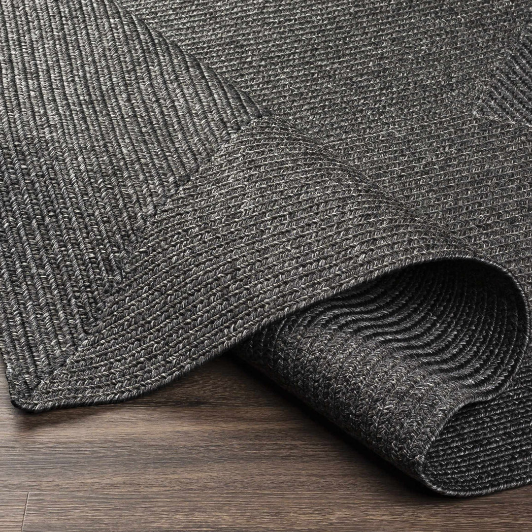 Charcoal Chevron Design Jute Braided Outdoor safe area Rug - The Rug Decor