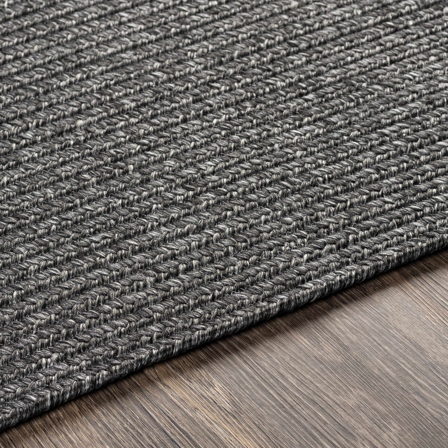 Charcoal Chevron Design Jute Braided Outdoor safe area Rug - The Rug Decor