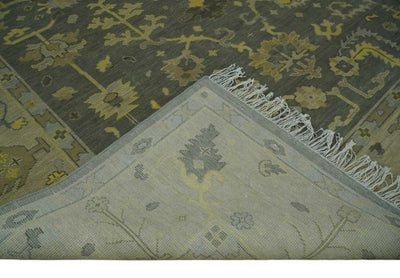 Charcoal, Olive and Mustard Hand knotted Oriental Oushak Custom Made wool Area Rug - The Rug Decor