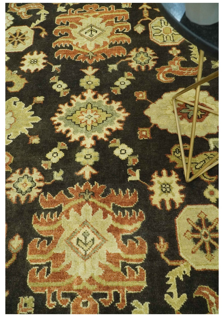 Charcoal, Olive and Rust Hand Knotted 8x10 Turkish Style Oushak Wool Area Rug - The Rug Decor