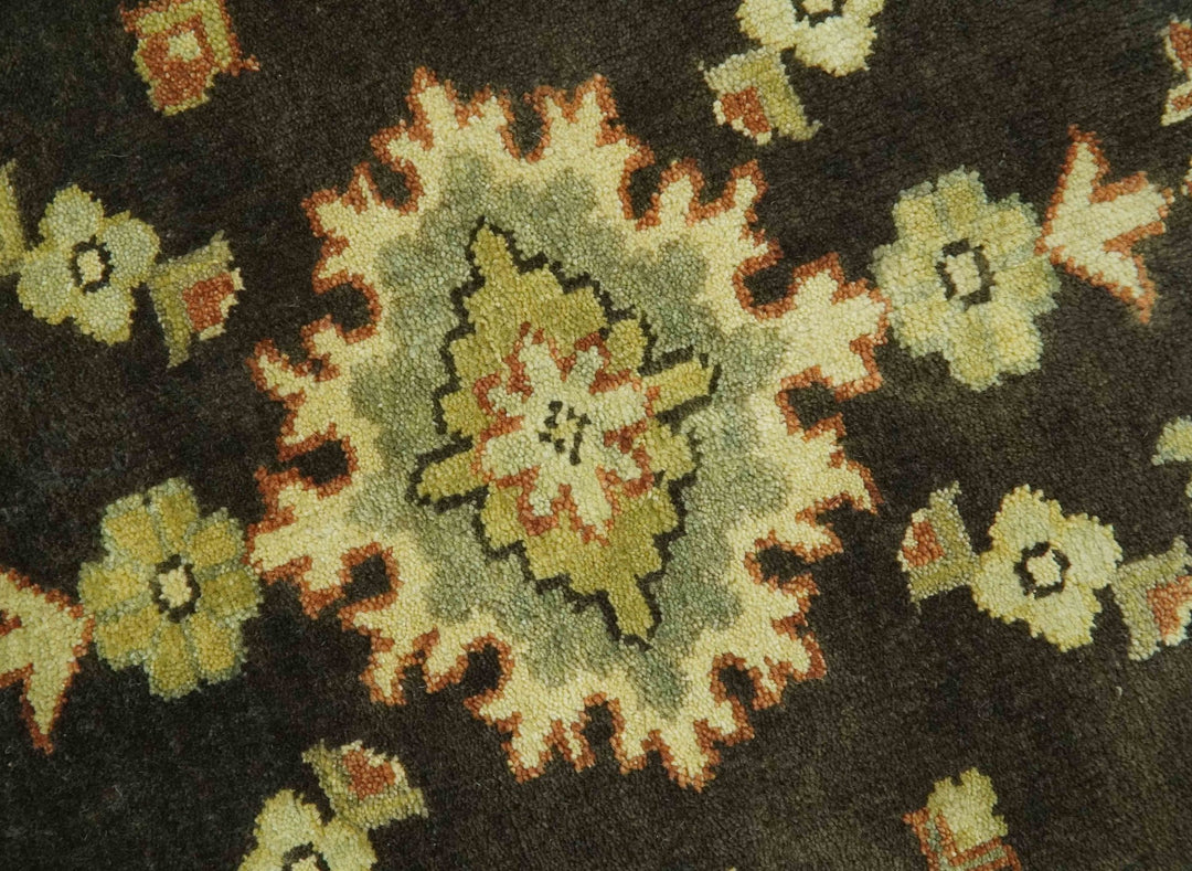 Charcoal, Olive and Rust Hand Knotted 8x10 Turkish Style Oushak Wool Area Rug - The Rug Decor