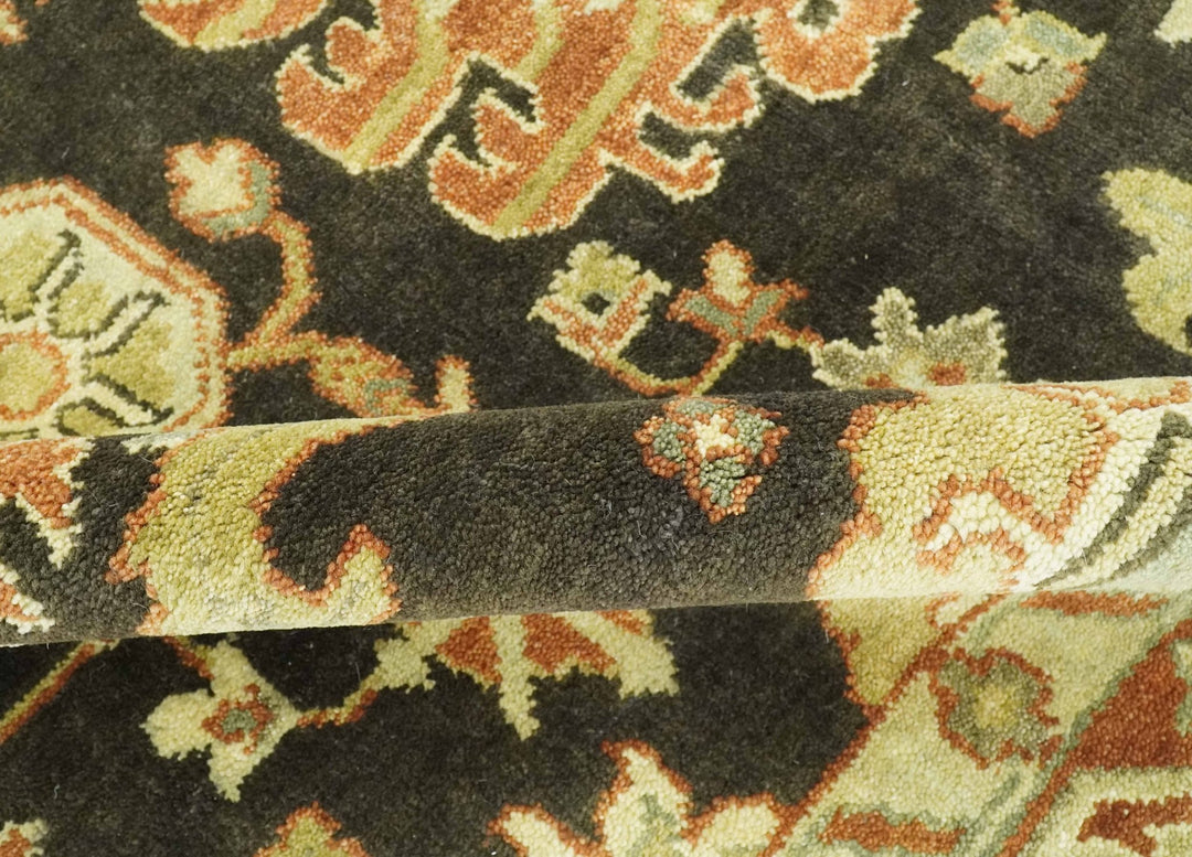 Charcoal, Olive and Rust Hand Knotted 8x10 Turkish Style Oushak Wool Area Rug - The Rug Decor