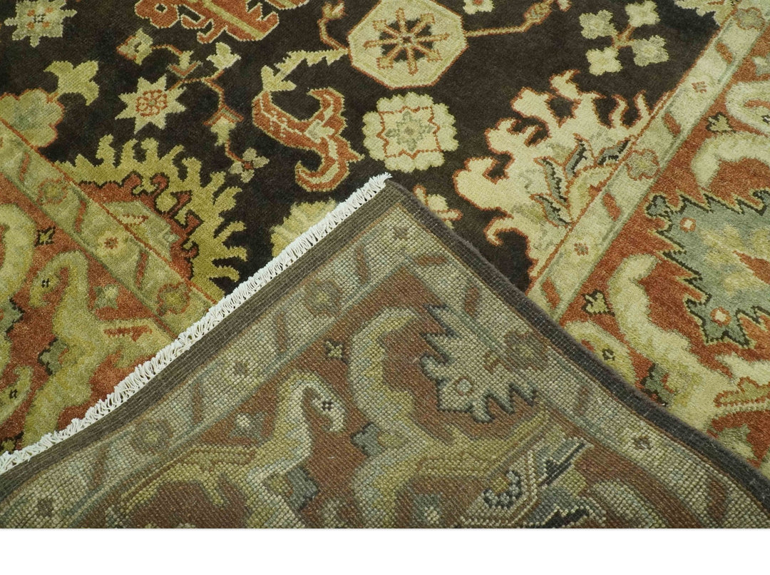 Charcoal, Olive and Rust Hand Knotted 8x10 Turkish Style Oushak Wool Area Rug - The Rug Decor
