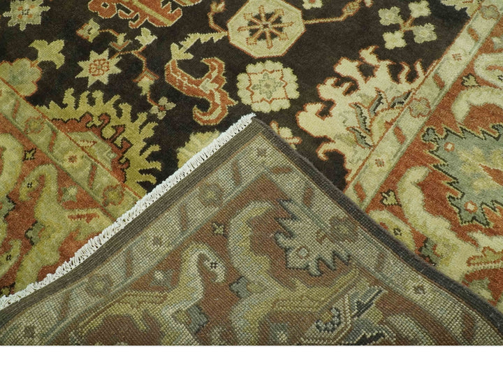 Charcoal, Olive and Rust Hand Knotted 8x10 Turkish Style Oushak Wool Area Rug - The Rug Decor